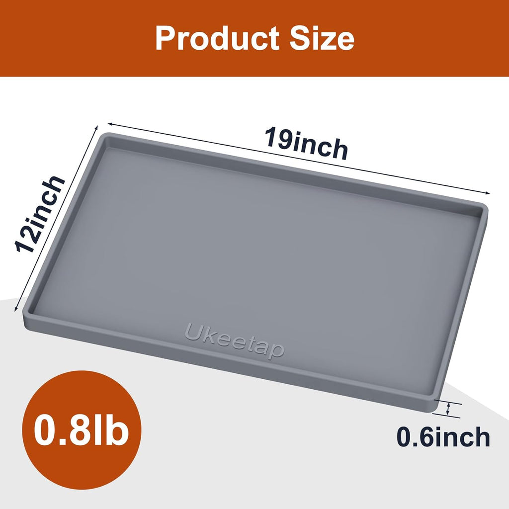 19" x 12" Extra Thick Silicone Mat Waterproof with Raised Edge, Gray - Image 4