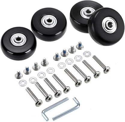 OwnMy hardware package detailing different sizes of replacement axles for single wheel suitcases.
