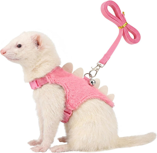 Tarini ferret harness and leash set front view pink small animal vest