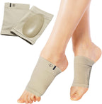 YLYLXIMA Arch Support Sleeves front view showing beige elastic fabric.