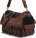 Vintage dark brown pet carrier purse for small dogs front view