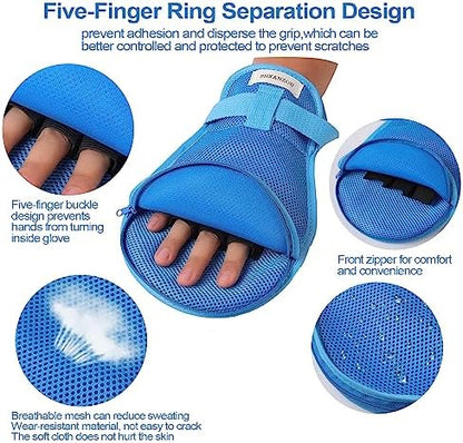 Anti-scratch safety gloves for elderly patients with rigid palm protection.