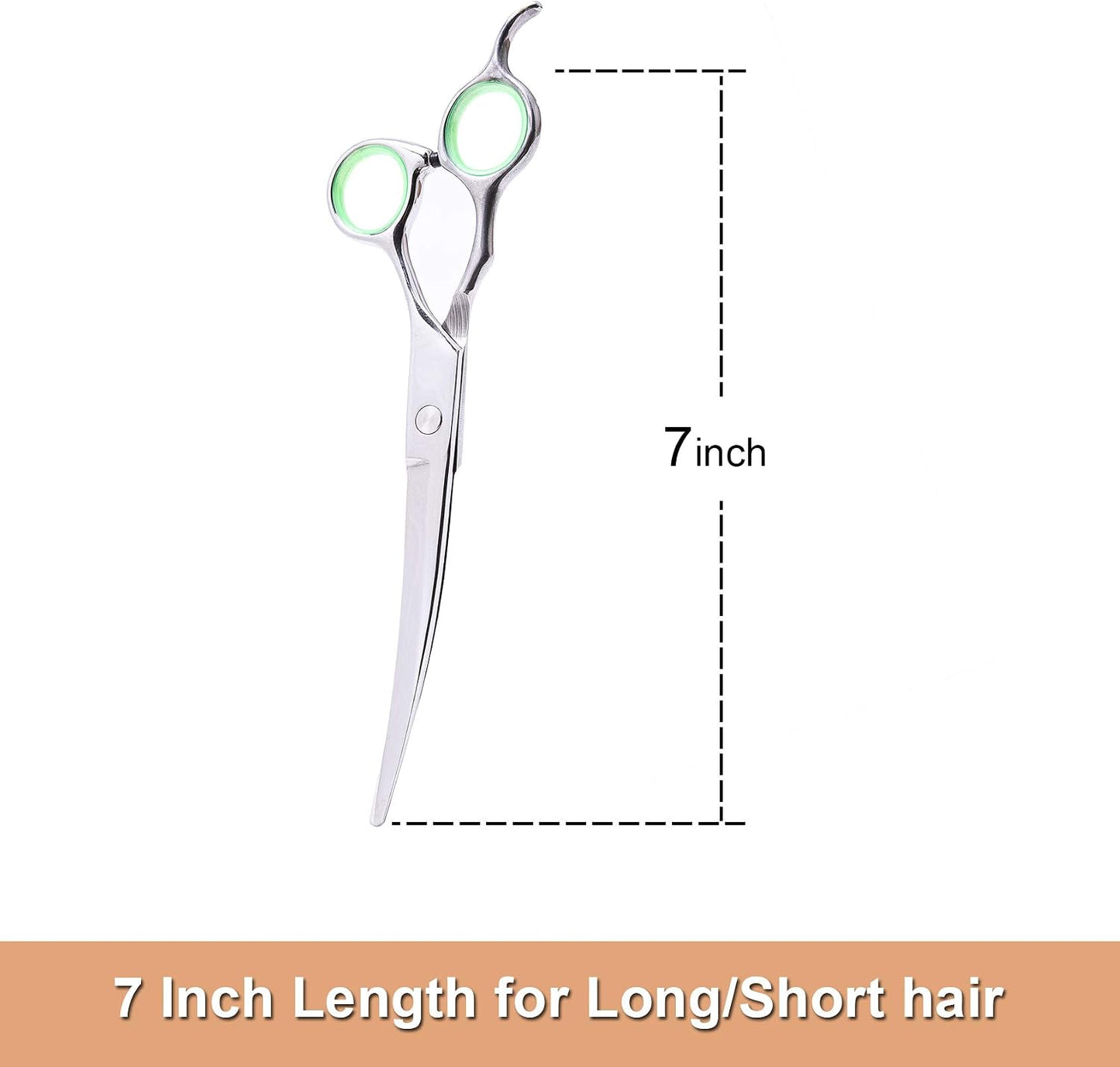 LovinPet professional curved dog shears close up of rounded blunt tip.