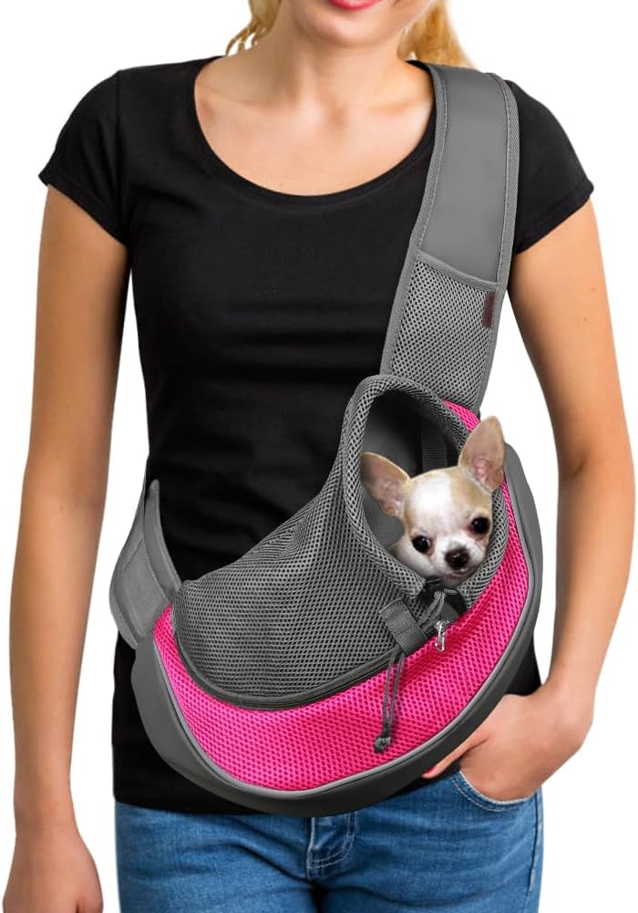 YUDODO Pet Sling Carrier for Small Dogs & Cats - Hands-Free Puppy Carrier with Safety Hook, Large Zipper Pocket, Soft Breathable Mesh, Adjustable Strap & Reflective Strip (Black 1.0 S) - Image 15