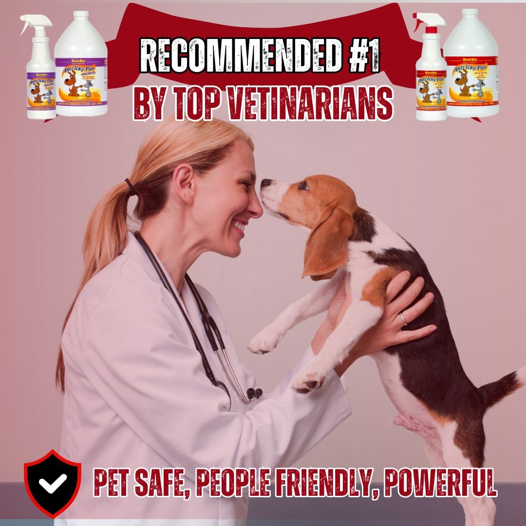 Mister Max bio enzymatic pet feces deodorizer on hardwood floor background