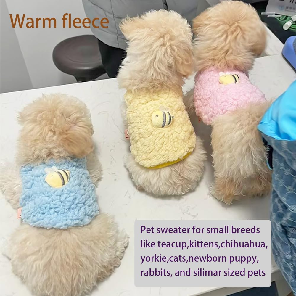 JAAQUCD teacup puppy winter apparel pack displayed in blue yellow and pink colors