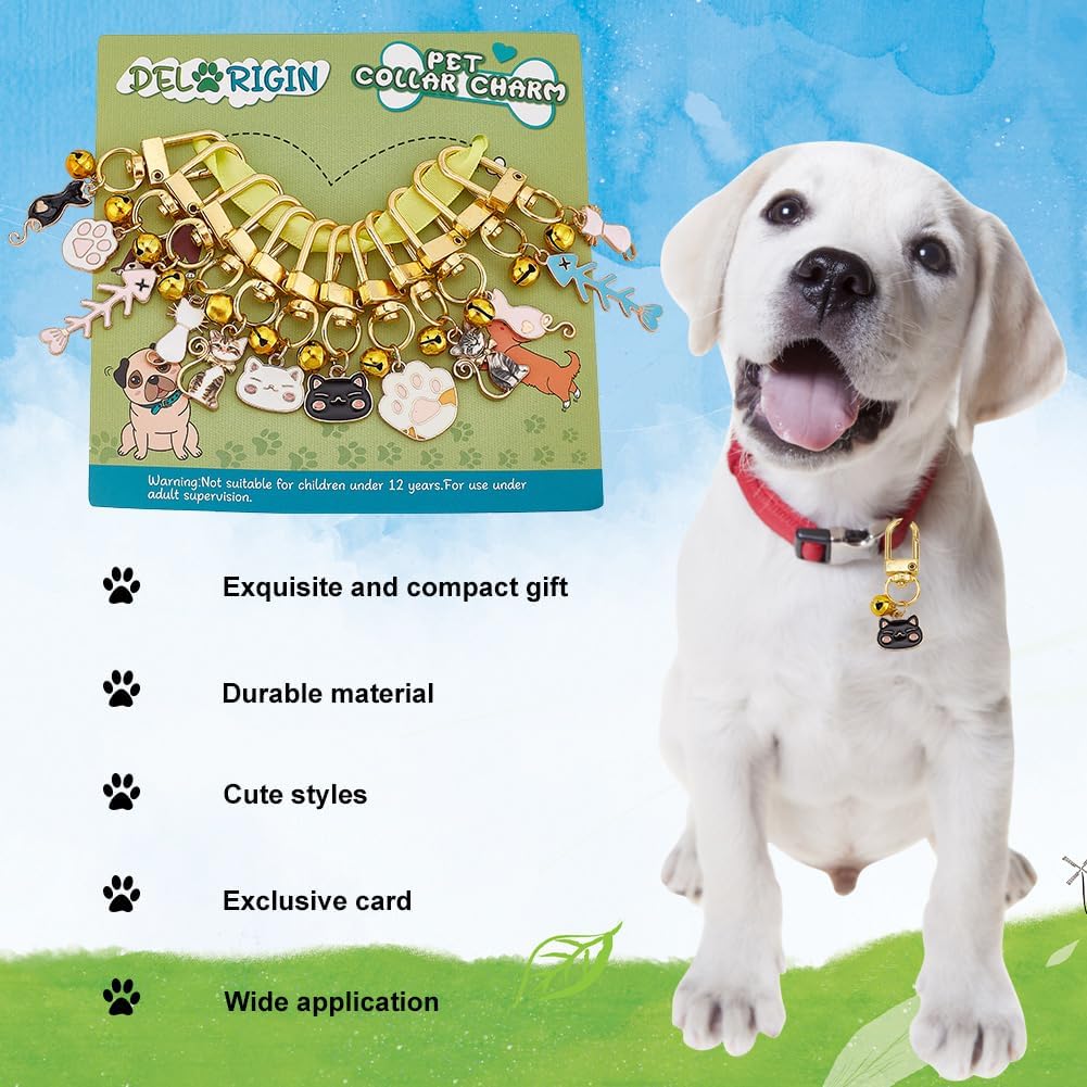 Delorigin pet charms attached to a dog collar as an accessory