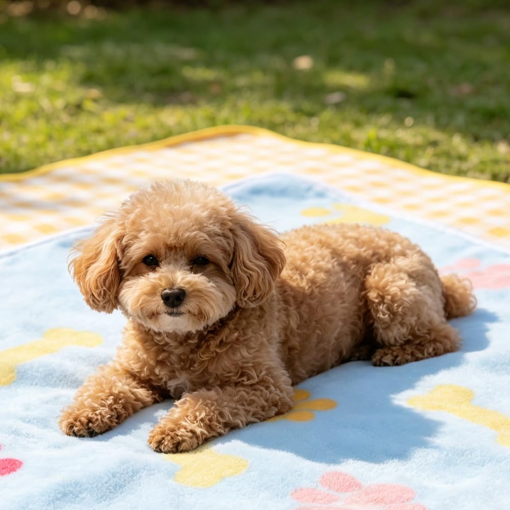 Packaging details of the CADONO USA imported blue fleece pet blanket.