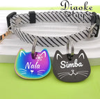 Diaoketags custom pet tags size comparison chart demonstrating suitable fit for small cats and mini dogs