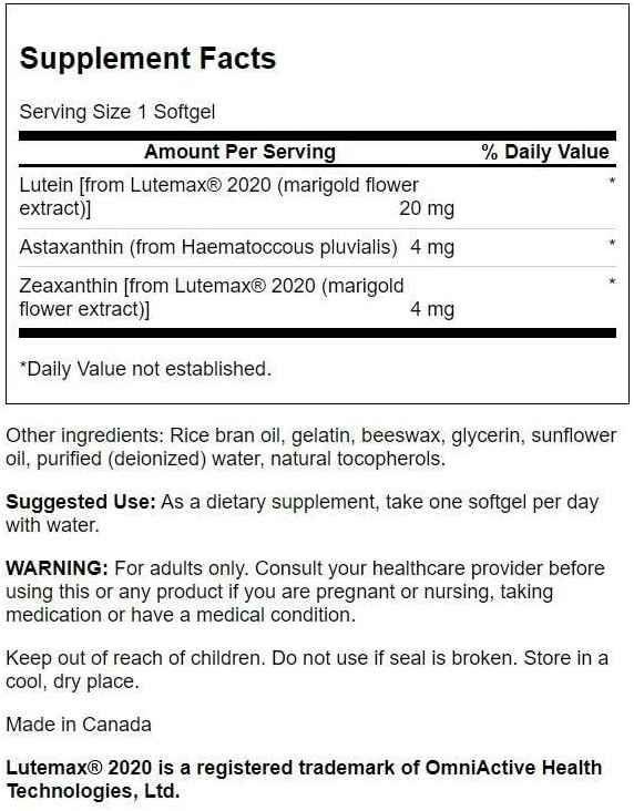Swanson Ultimate Ocular Antioxidant dietary supplement bottle 30 softgels