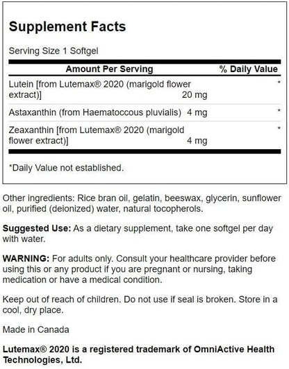Swanson Ultimate Ocular Antioxidant dietary supplement bottle 30 softgels