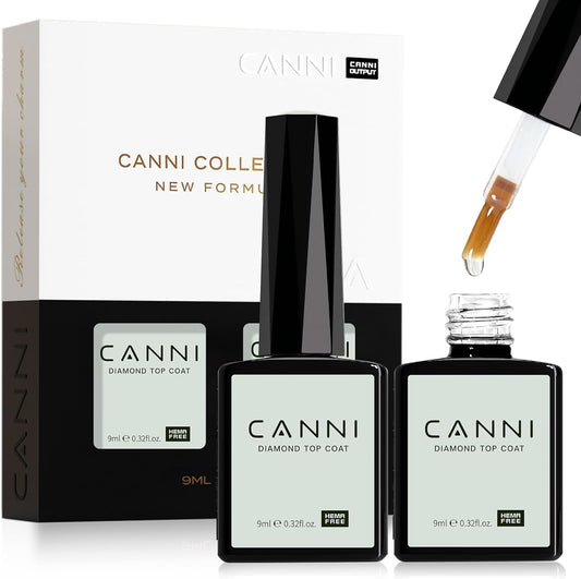 CANNI No Wipe Gel Top Coat twin pack front view of bottles.