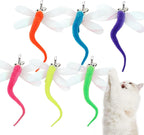 Cat Insect Feather Toys Replacement Cat Toy Wand Refills, 6 Pieces Natural Insect Cat Toy Feathers Refill, Interactive Cat Teaser Wand Attachments, with Bell - Image 13