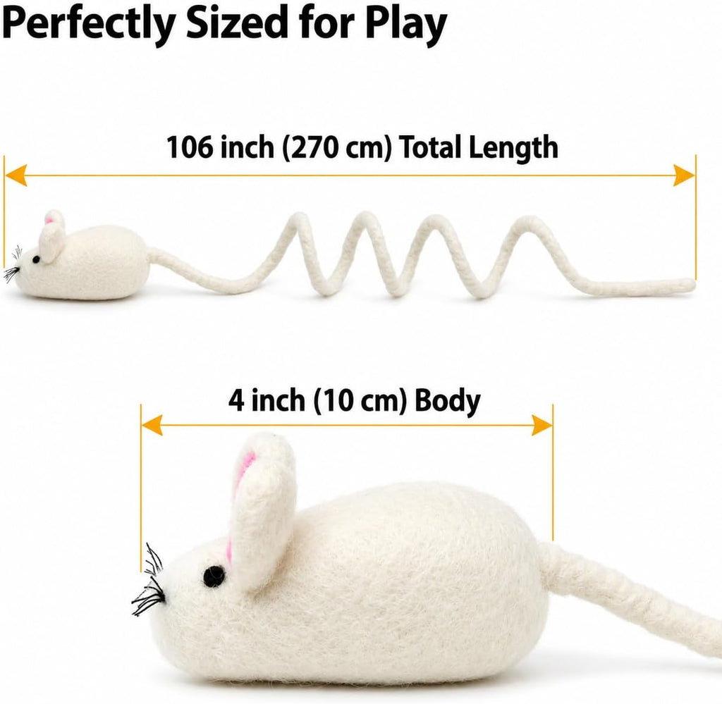 Handcrafted New Zealand wool cat chew toy safe for pets close up view