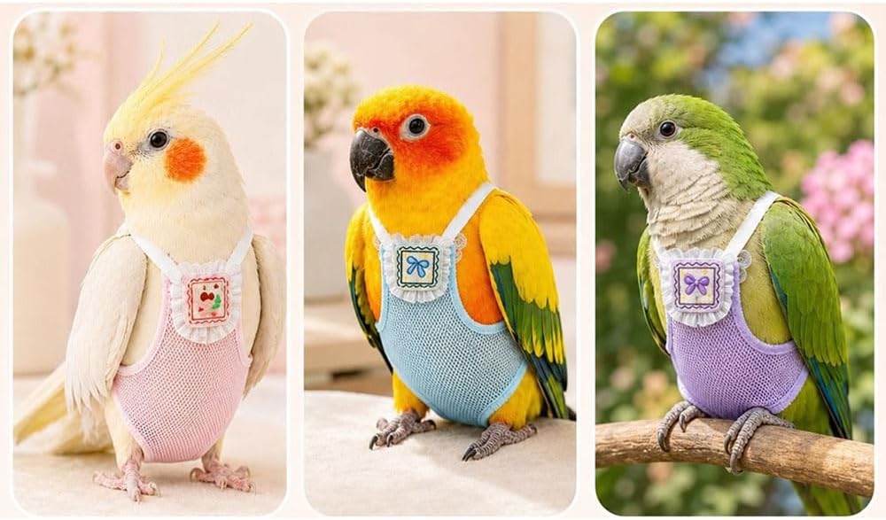 6pcs Bird Diaper Summer Mesh Parrot Flight Suit - S - Image 5