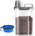 TIOVERY Dog Food Storage Container, 5-7 Lbs Airtight Pet Food Container, Cat food Container Dispenser with Portable Handle, Pouring Spout and a Collapsible bowl for Dogs Cats Navy Blue/6Qt - Image 15