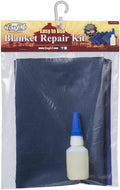 Tough 1 Blanket and Sheet Repair Kit front view showing adhesive glue bottle and fabric patches for horse blanket care.