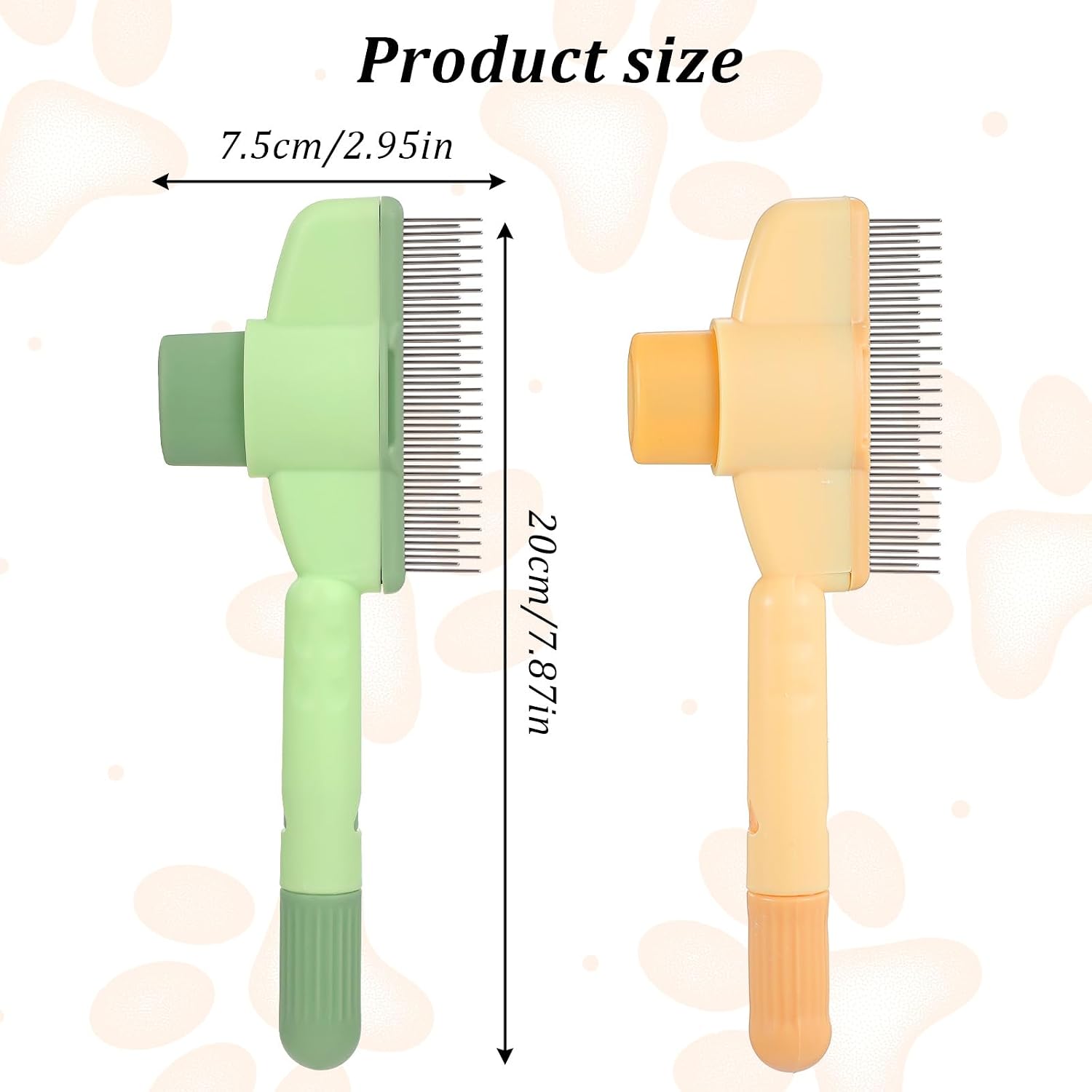Oruola Cat Grooming Brush in mint green color highlighting the single-click hair release button on the handle.