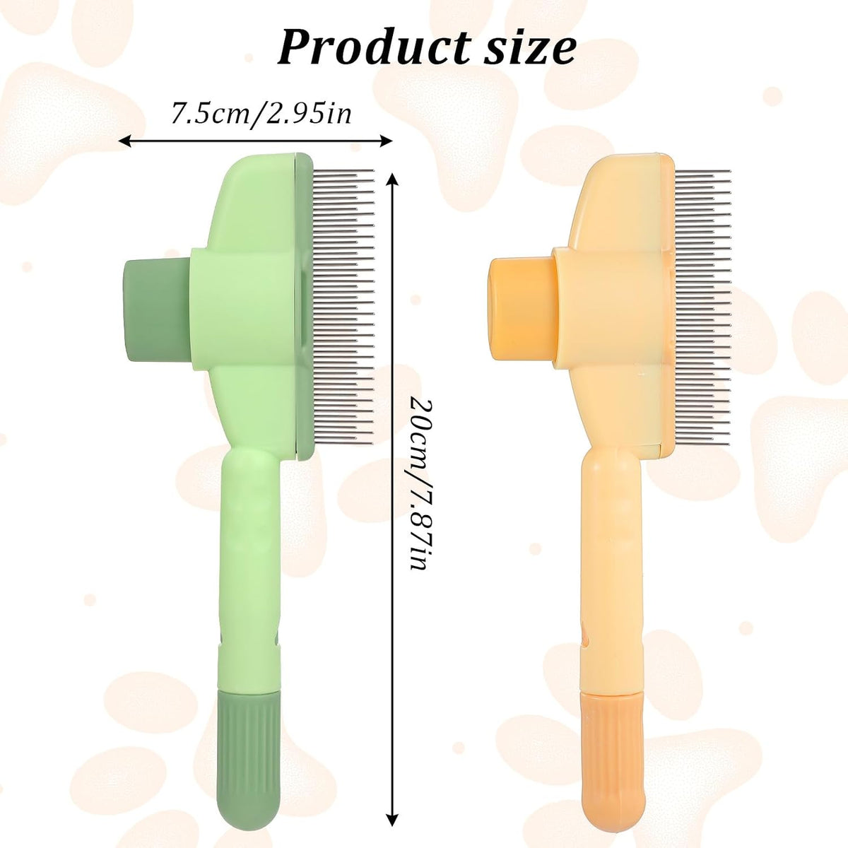 Oruola Cat Grooming Brush in mint green color highlighting the single-click hair release button on the handle.