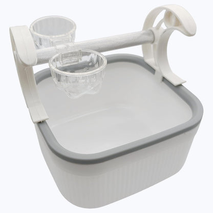 Angle view of multi-function parrot toilet training station