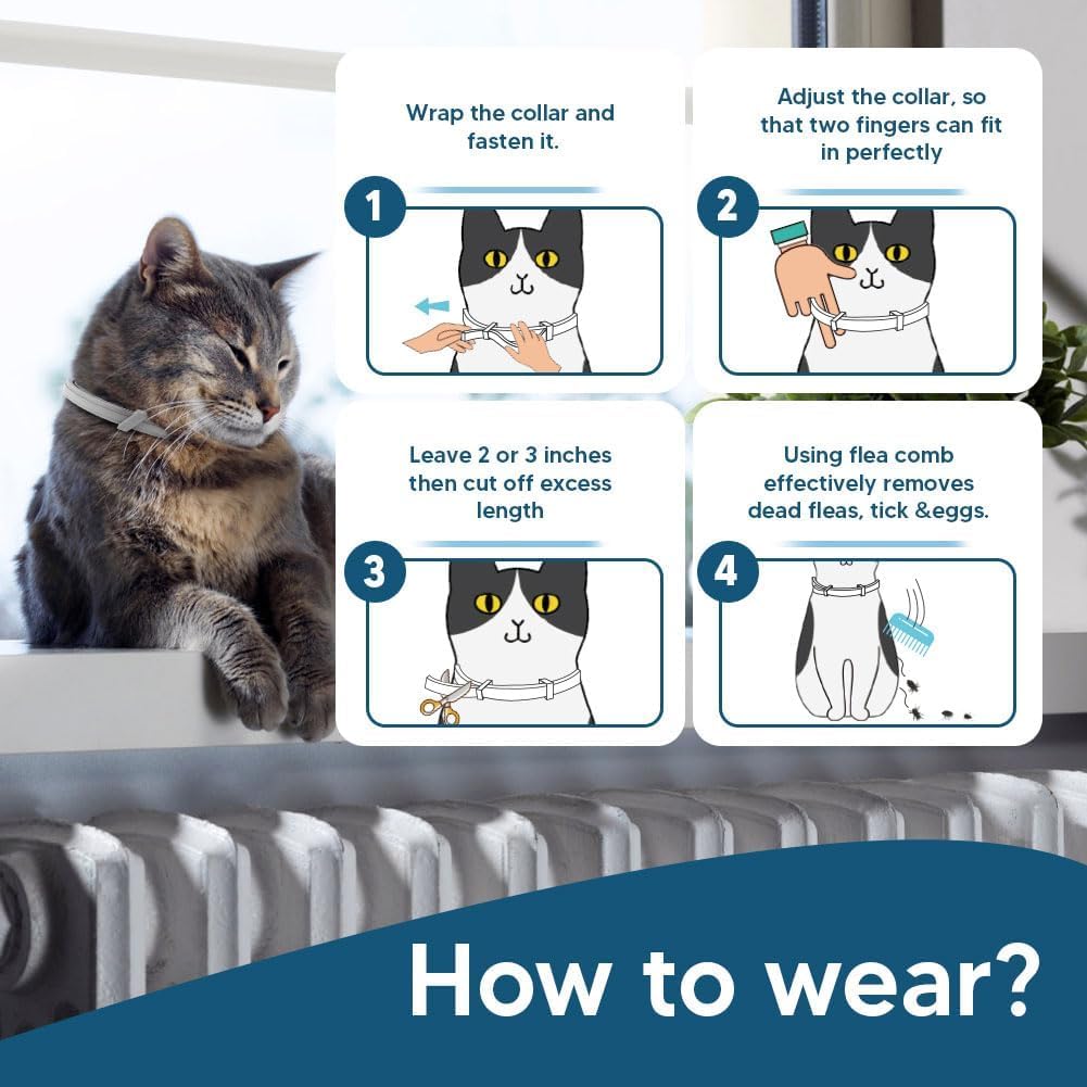 Waterproof flea collar for cats in 2-pack set