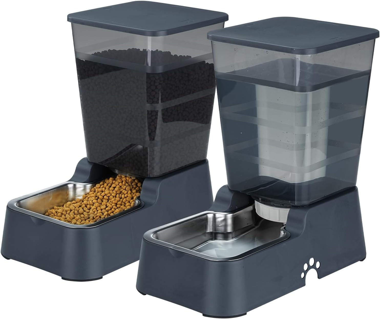 Leefele automatic pet waterer and food feeder front view in black