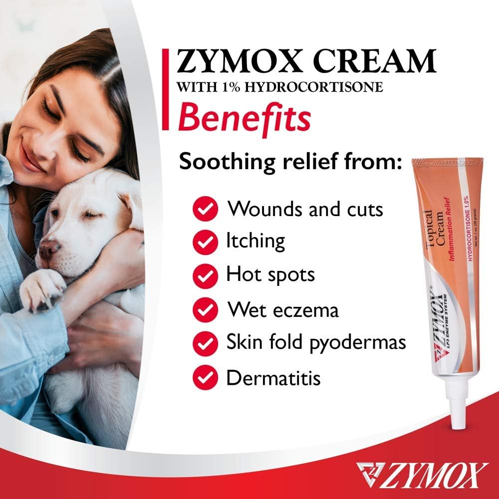 Zymox hydrocortisone pet ointment tube back label