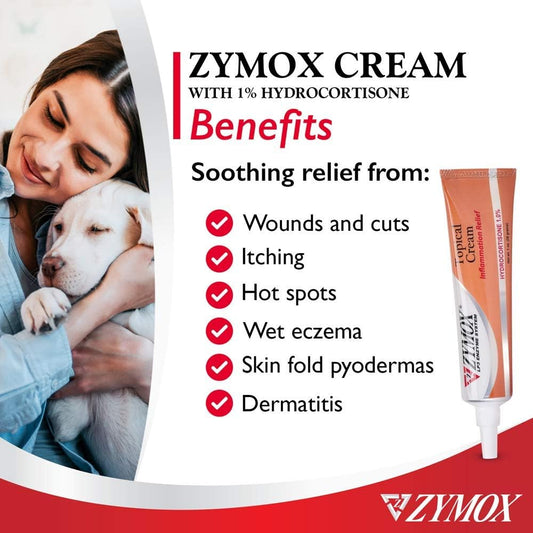 Zymox hydrocortisone cream for dogs and cats treating hot spots