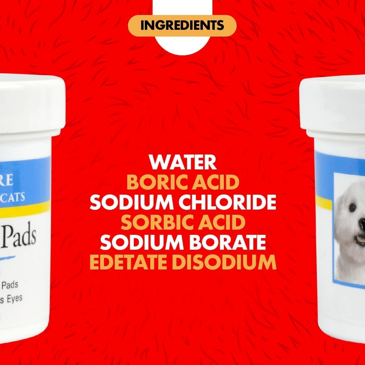 USA imported Miracle Care eye cleaning pads for pets back view