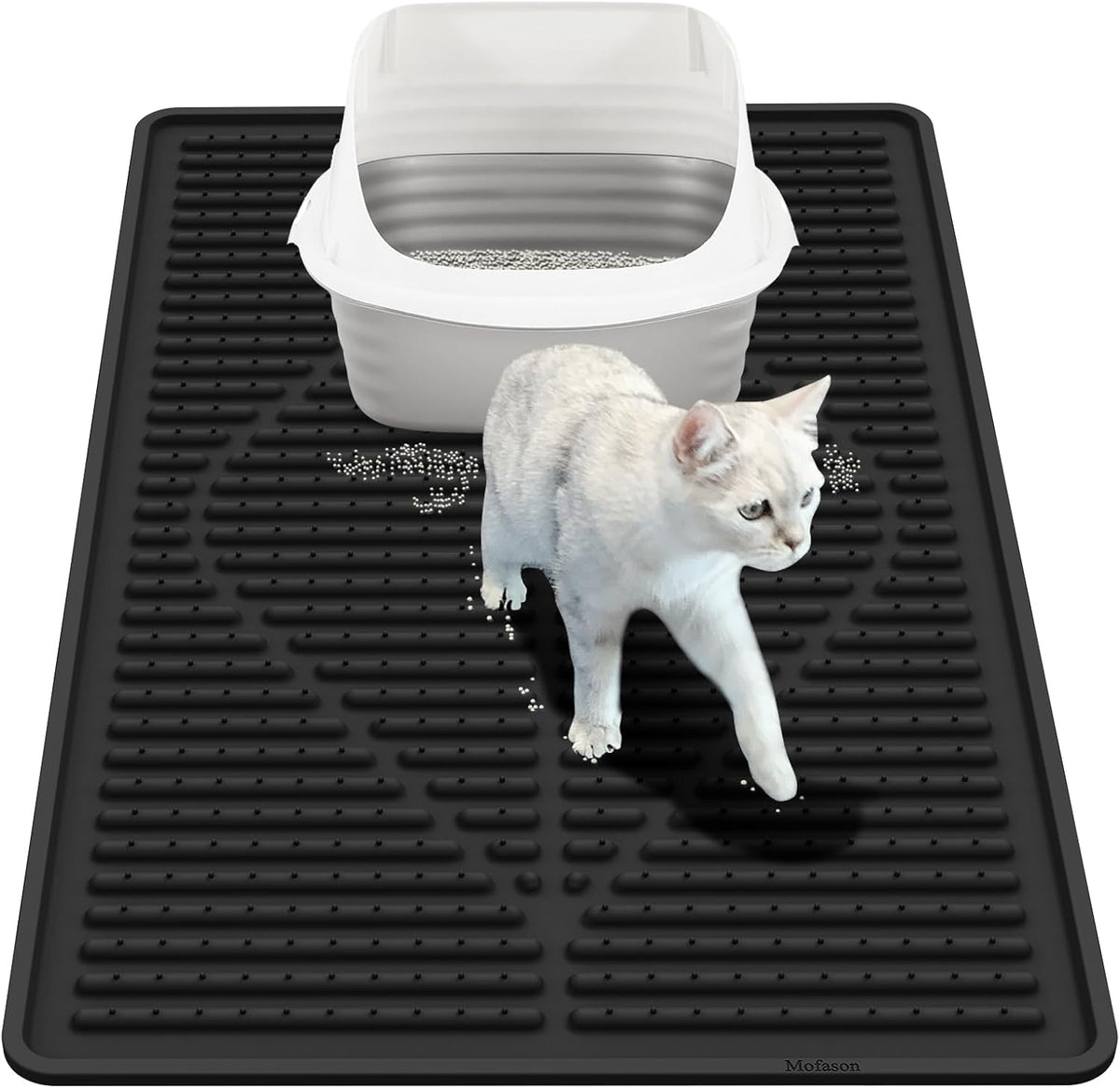 Mofason Cat Litter Mat XXL - Waterproof Kitty Litter Box mat for Floor - Extra Large Pet Trapping Litter Rug Pad - Silicone Cat Supplies & Accessories for Indoor Cats (38" x 25") -Grey - Image 13