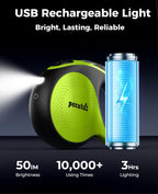 LED light illuminated on Pecute retractable pet leash