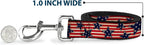 Lifestyle view of the patriotic Americana patterned pet leash ready for walking