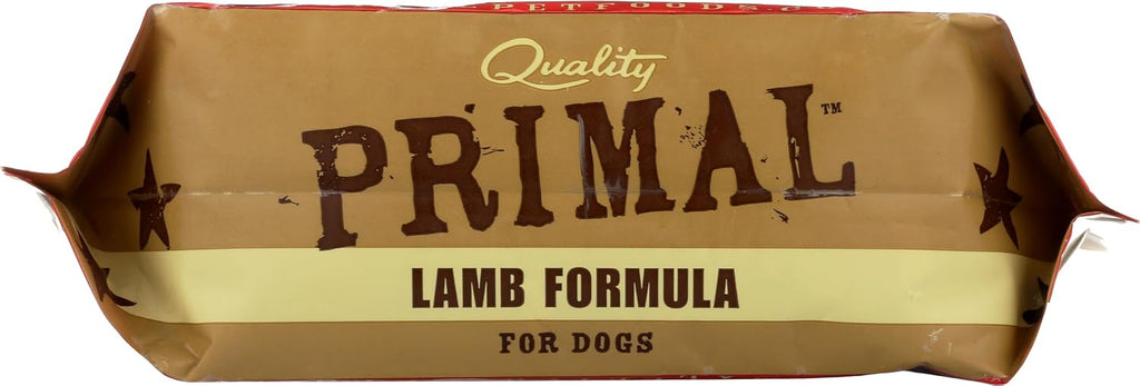 Healthy dog eating Primal Raw Frozen Lamb diet