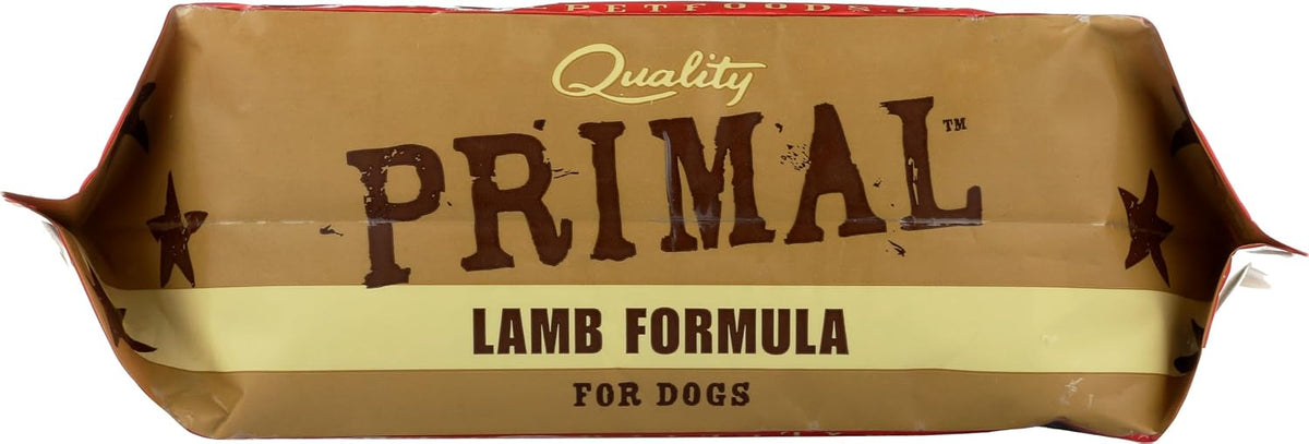 Healthy dog eating Primal Raw Frozen Lamb diet