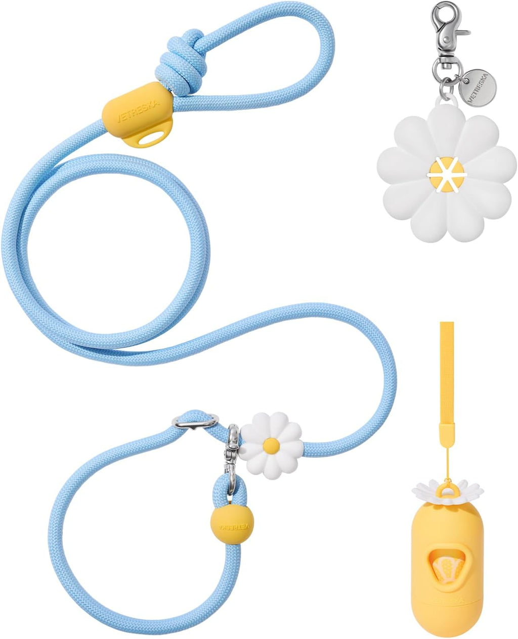 VETRESKA hands free dog leash daisy design front view
