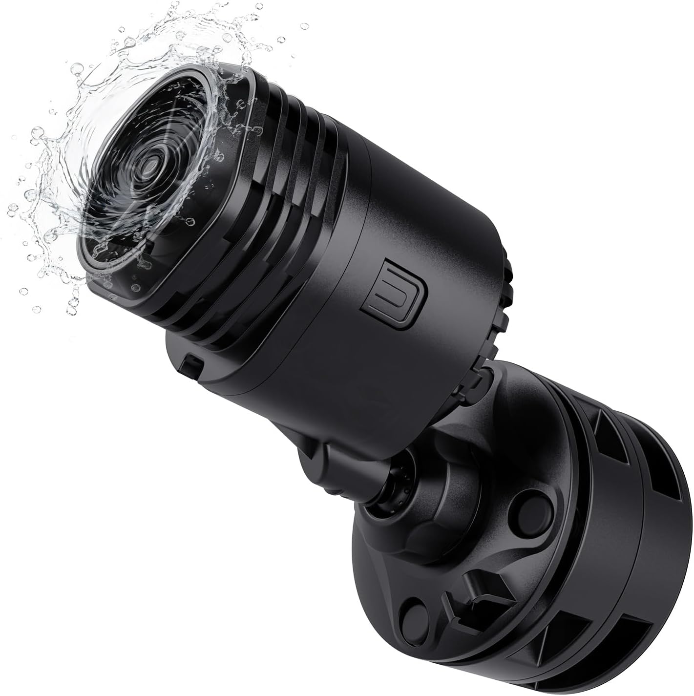 Hygger aquarium wave maker 4W 750GPH front view in black showing the compact rotating head and protective cover.
