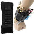 ZJchao Hairdressing Tool Kit front view showing black PU leather holster and wristband