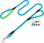 Dog Leash Heavy Duty 4/5/6ft XiaZ 2 Handles Dog Leashes for Medium Large Dogs 1/2 Inch 1000lb Strength Reflective PVC Waterproof-Handles Metal Hook Dual-Handle Rope Leash Nighttime Safety - Image 1