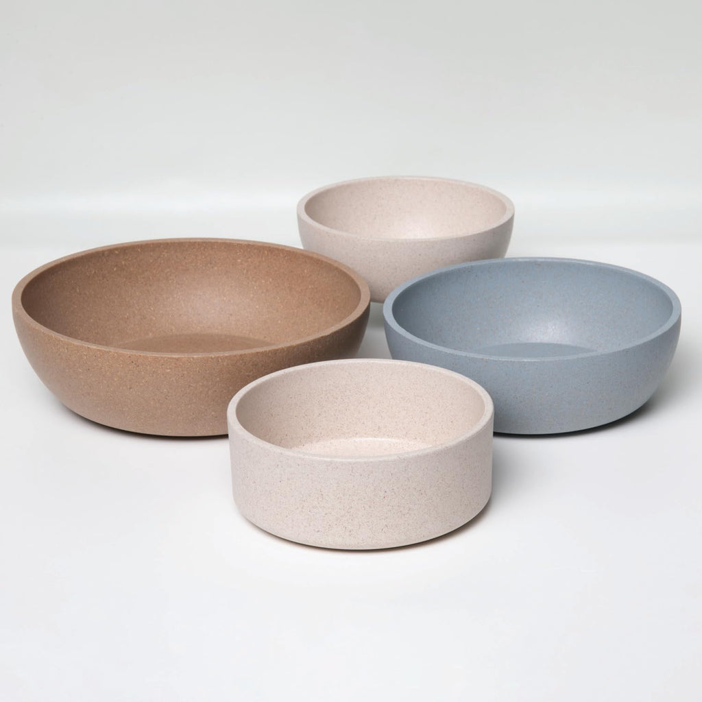 Loving Pets bamboo and ceramic pet bowl close-up texture