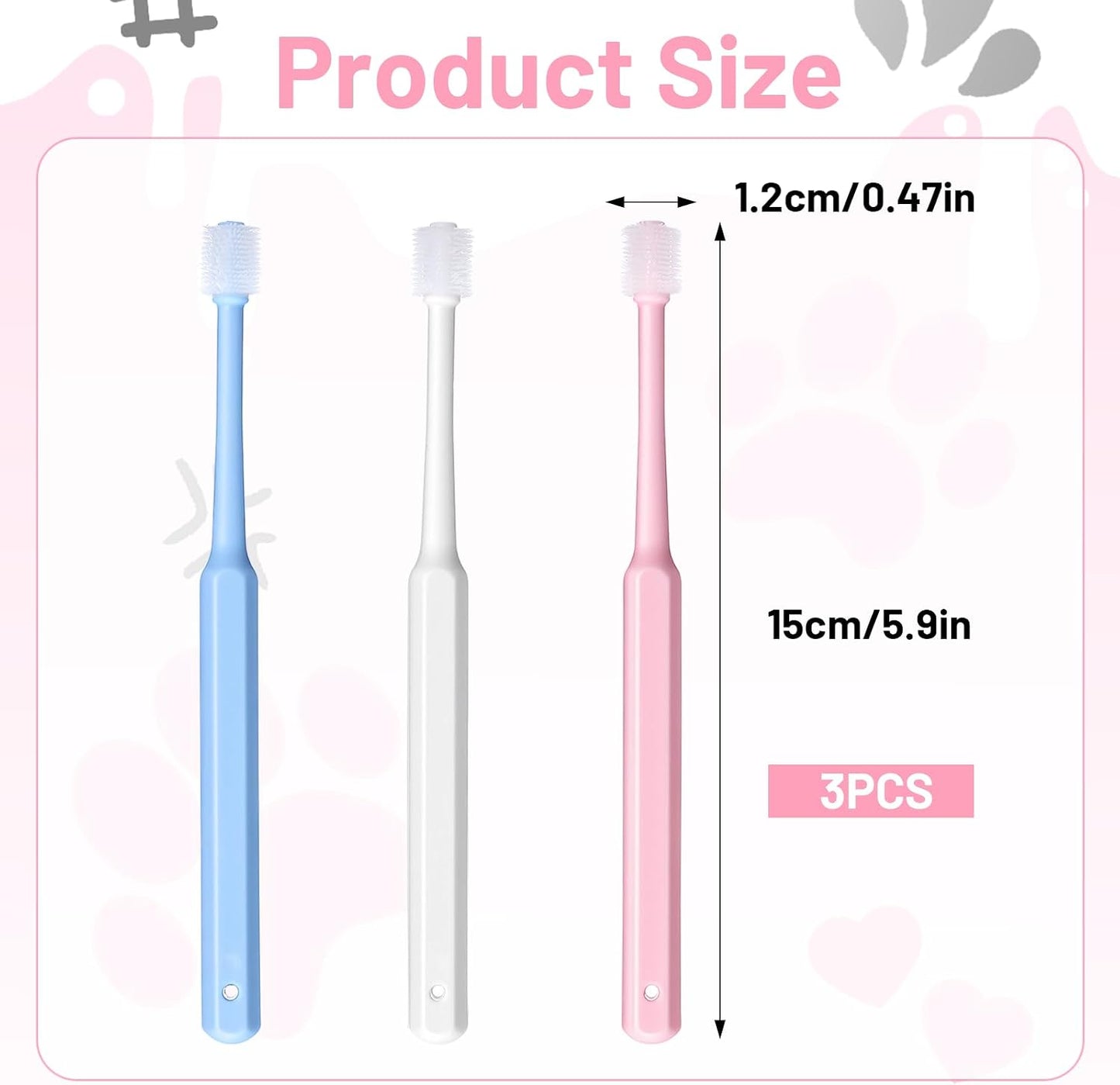 Ergonomic non-slip handle of the Wjiaaa pet toothbrush
