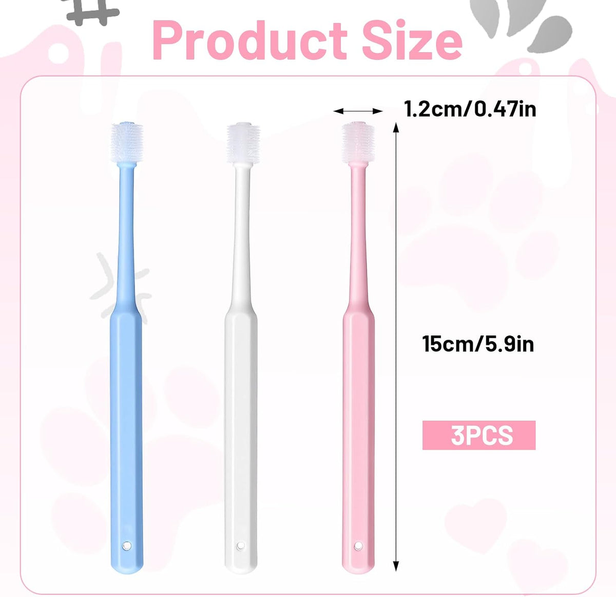 Ergonomic non-slip handle of the Wjiaaa pet toothbrush