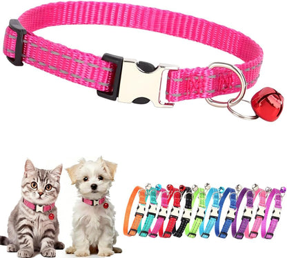 Red Dog Bell Collar, Reflective Puppy Collar with Bell Metal Buckle Cat Collar with Bells Adjustable for XXS XS Tiny Little Extra Small Breed Dogs Kitten Boys Girls Male Pets Like Chihuahua, X-Small - Image 9