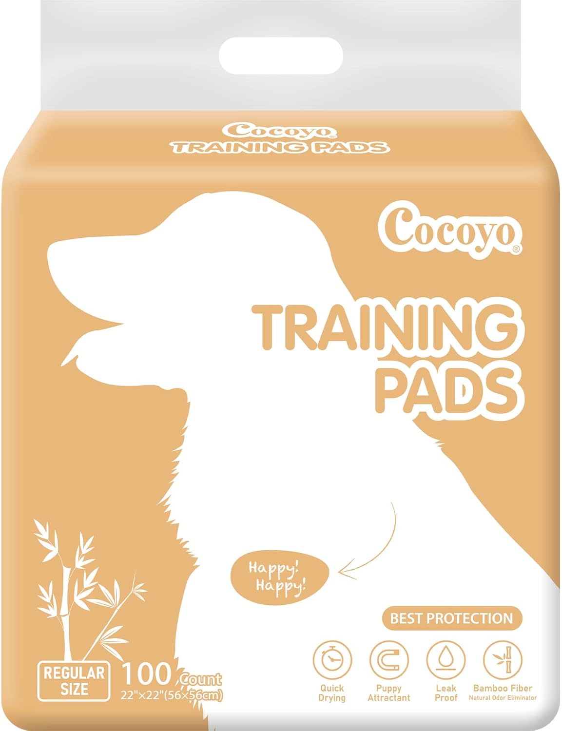 Puppy smelling the built in attractant on a COCOYO training pad during initial potty training.