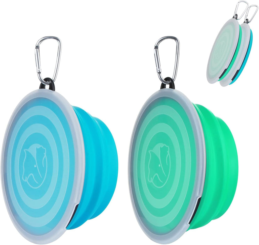SLSON Collapsible Bowl with Cover Lids,2 Pack Dog Travel Bowls Portable Foldable Cat Water Dish Bowl for Pets Walking Parking Camping (Light Blue and Green, Small) - Image 13