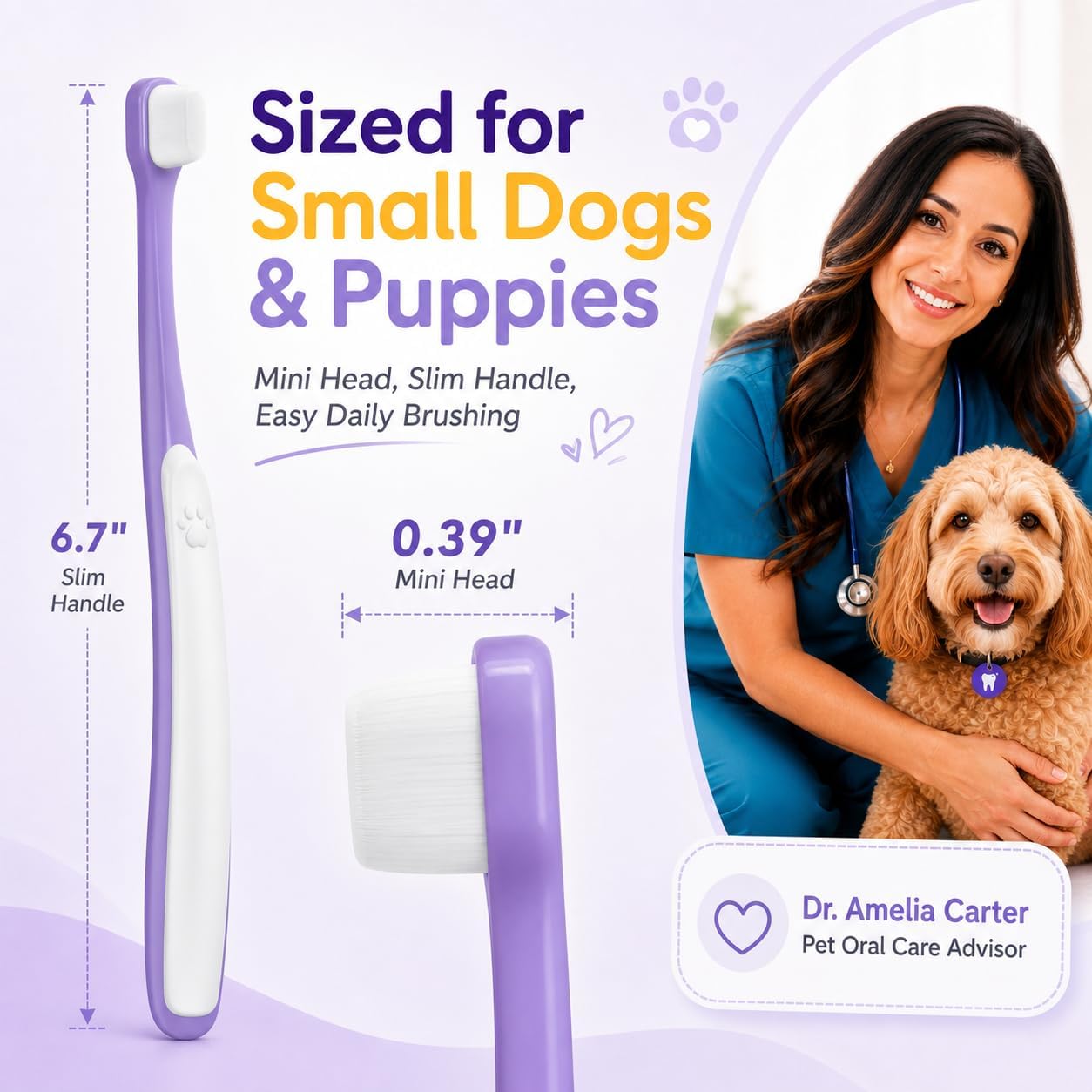 Rubber grip detail on VVHOMIFE small dog dental brush