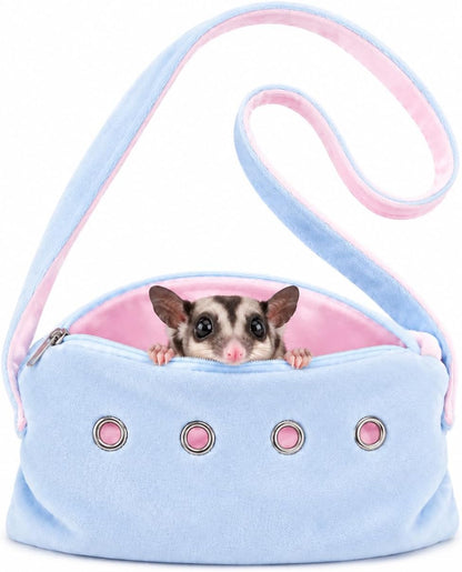 Meow&Woof Sugar Glider Bonding Pouch Small Pet Carrier Bag Sling with Strap Critter Cuddler for Gliders Ferret, Rat, Hedgehog, Hamster Outdoor-Blue - Image 1