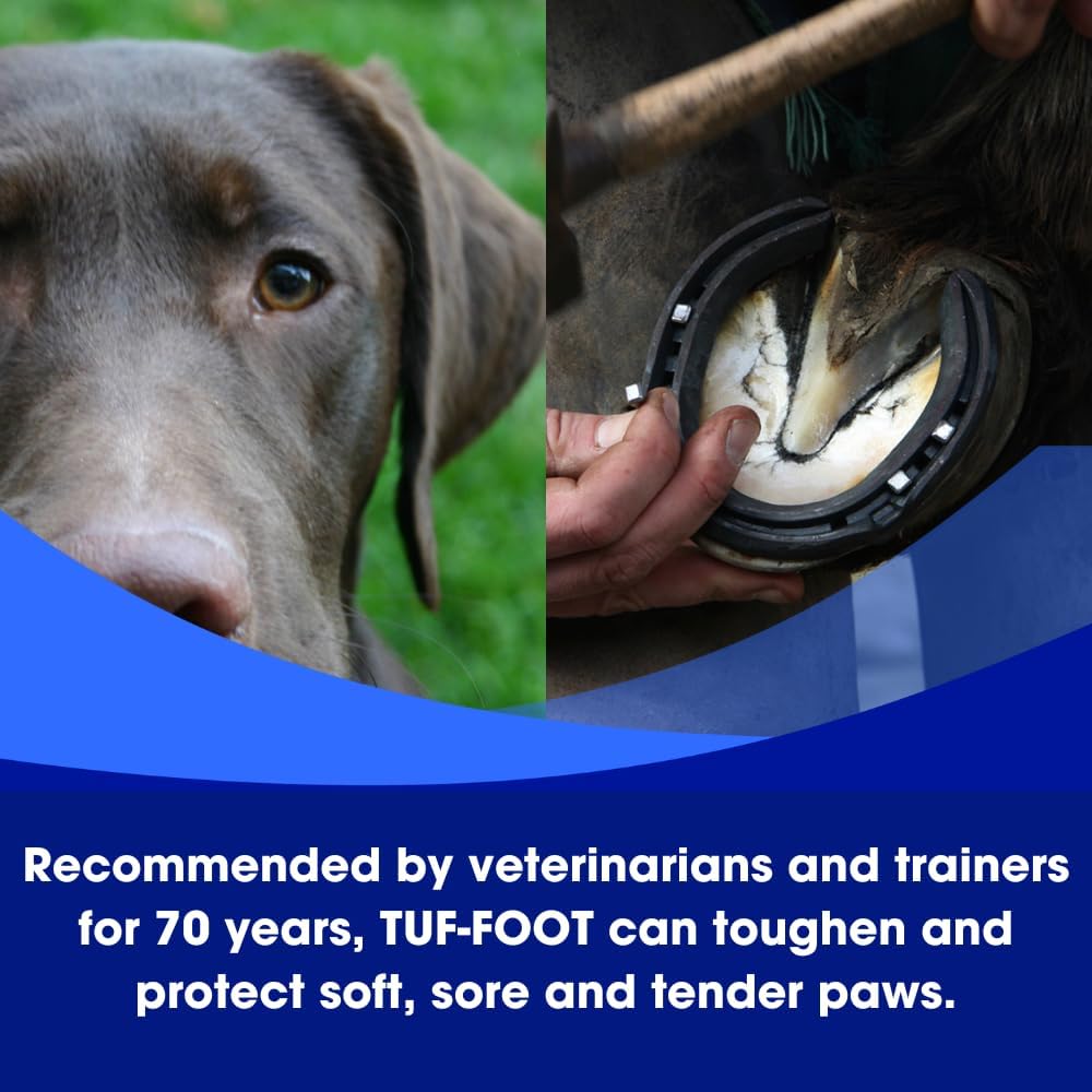 Close up of Tuf-Foot label details for pet paw care