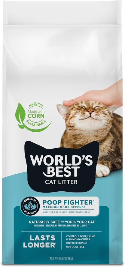 WORLD'S BEST CAT LITTER Poop Fighter Maximum Odor Defense, 15-Pounds - Natural Ingredients, Quick Clumping, Flushable, 99% Dust Free & Made in USA - Long-Lasting Odor Control & Easy Scooping - Image 9