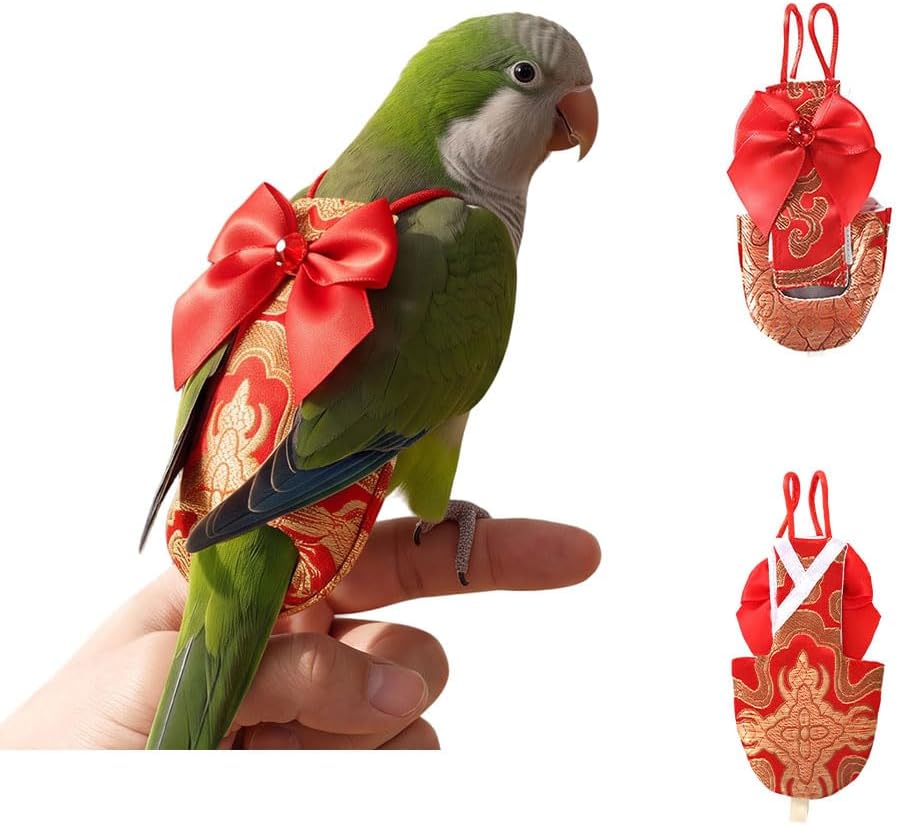 Parrot Flight Suit Diaper (Without Leash) - Reusable Bird Diaper for Budgies, Lovebirds, Cockatiels, and More - Fabric Bird Suit (Blue Superman-M) - Image 11