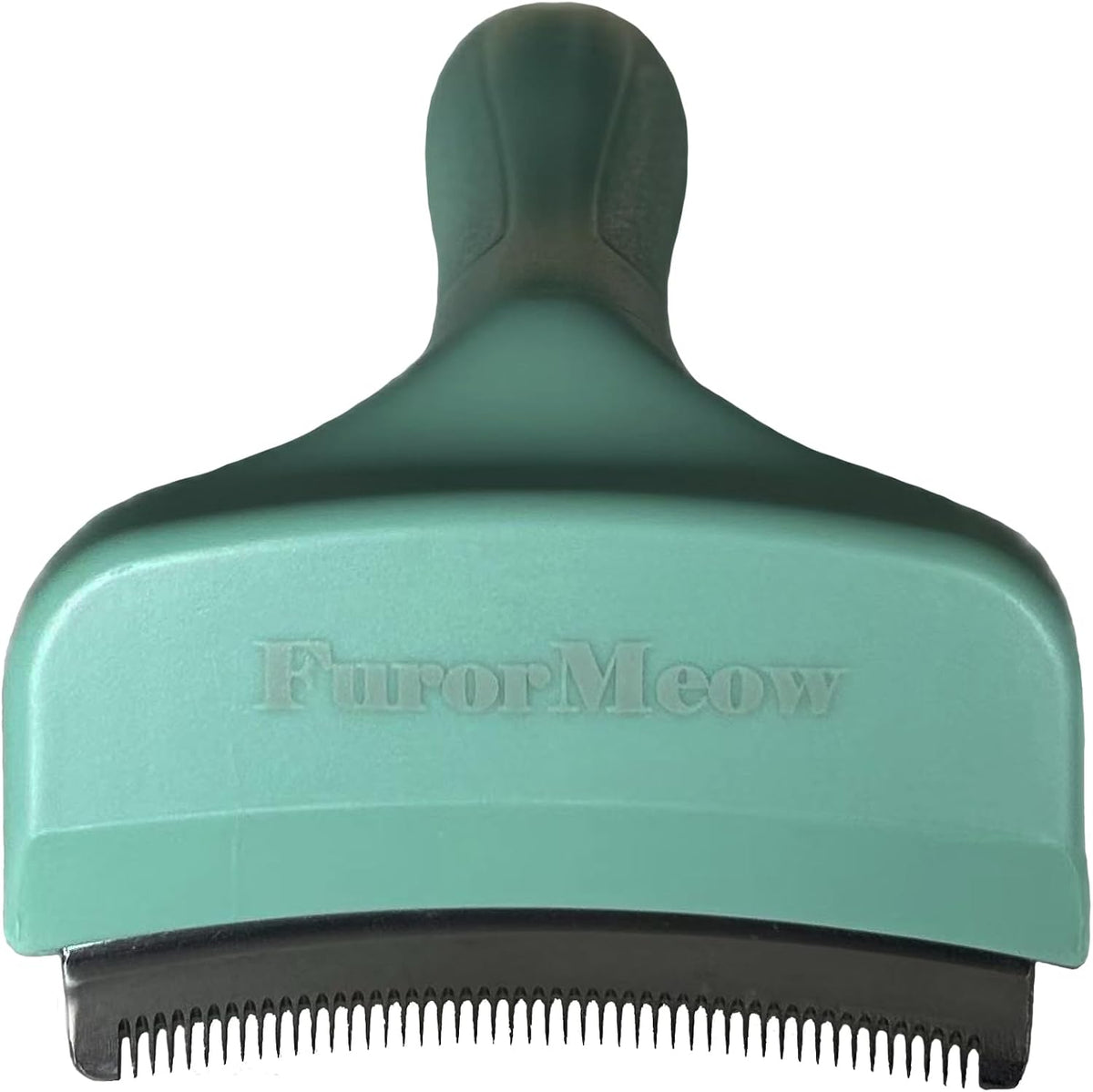 FurorMeow green pet deshedding tool front view for small dogs and cats
